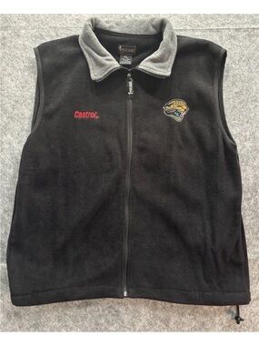 Spotlight Men's XL Fleece Vest Jacksonville Jaguars NFL Castrol Black Zip Up